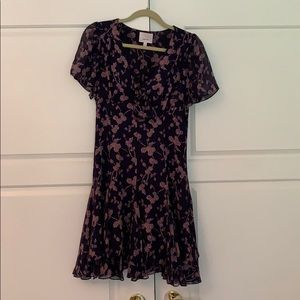 cinq à sept, navy/pink spring floral dress